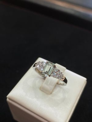 Anello Acquamarina Verde Naturale - Argento 925