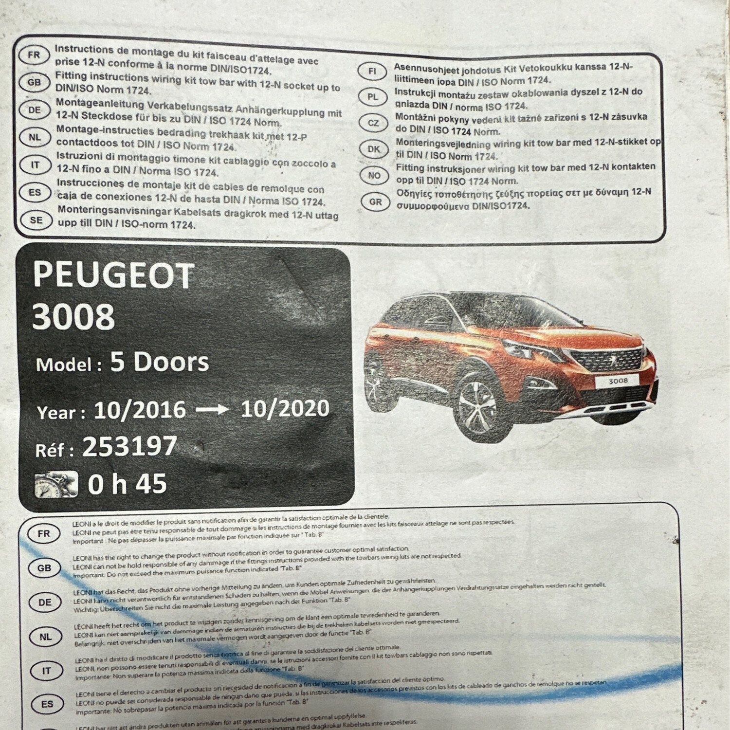 Faisceau attelage Peugeot 3008