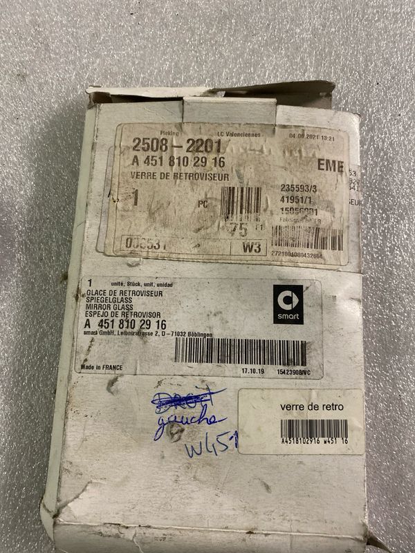 Glace de rétroviseur gauche neuf w451 n7