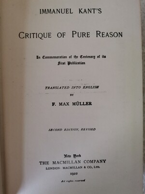 Kant's Critique of pure reason translated by F Max Muller