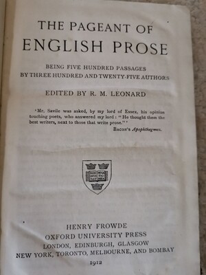 The pageant of English prose, R. M. Leonard