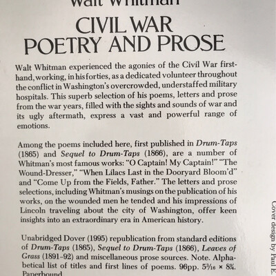 Civil War Poetry And Prose, Walt Whitman