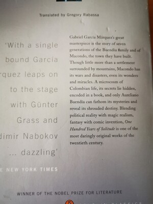 One hundred years of solitude, Gabriel Garcia Marquez