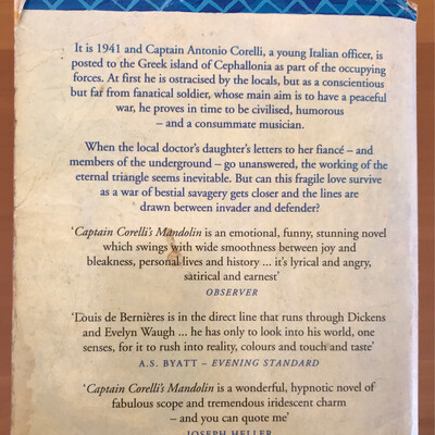 Captain Corelli’s, Mandolin, Louis De Bernieres