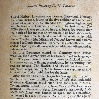 D. H. Lawrence, Selected Poems