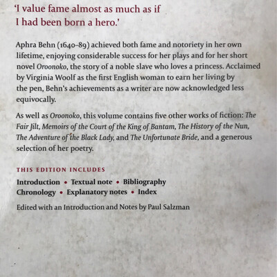 Oroonoko And Other Writings, Aphra Behn