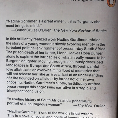 Burger’s Daughter, Nadine Gordimer