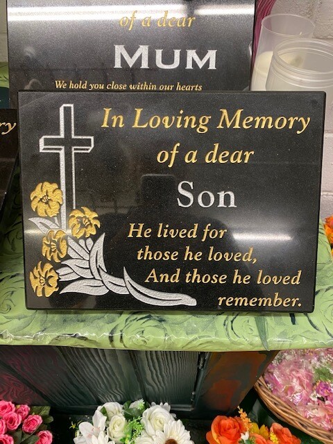 Granite Medium Horizontal in loving memory Son Plaque