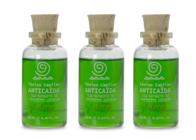 Tónico Capilar Anticaída. Tratamiento para un mes en 3 frascos.