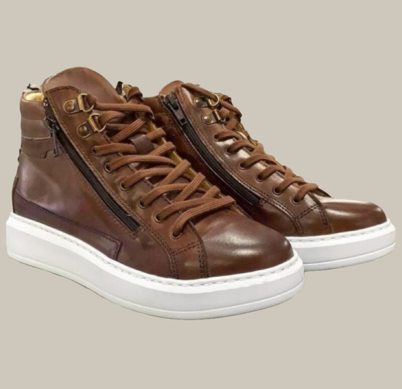 Sneakers alta in vera pelle