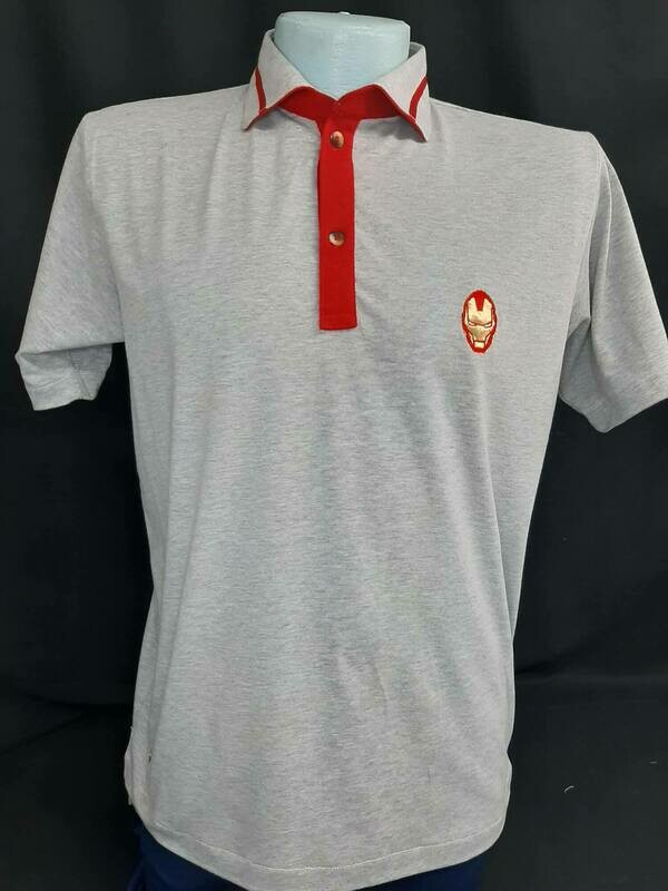 Camiseta tipo polo Gris y Rojo  Hombre
