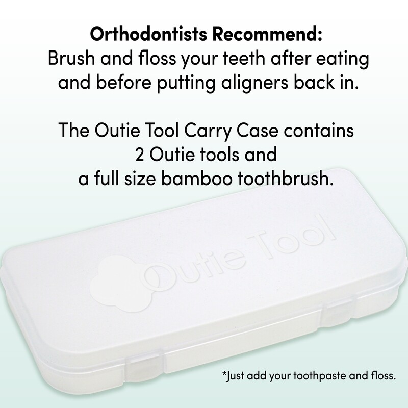 Outie Tool | Aligner Total Care Case | Contains 1 Bamboo Toothbrush and 2 Aligner Removal Tools