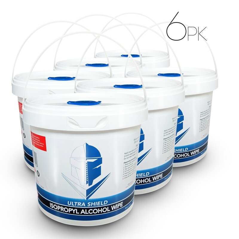 ISO ALCOHOL WIPES WITH BUCKET DISPENSER 300 WIPES PER ROLL - 6 PACK BOX