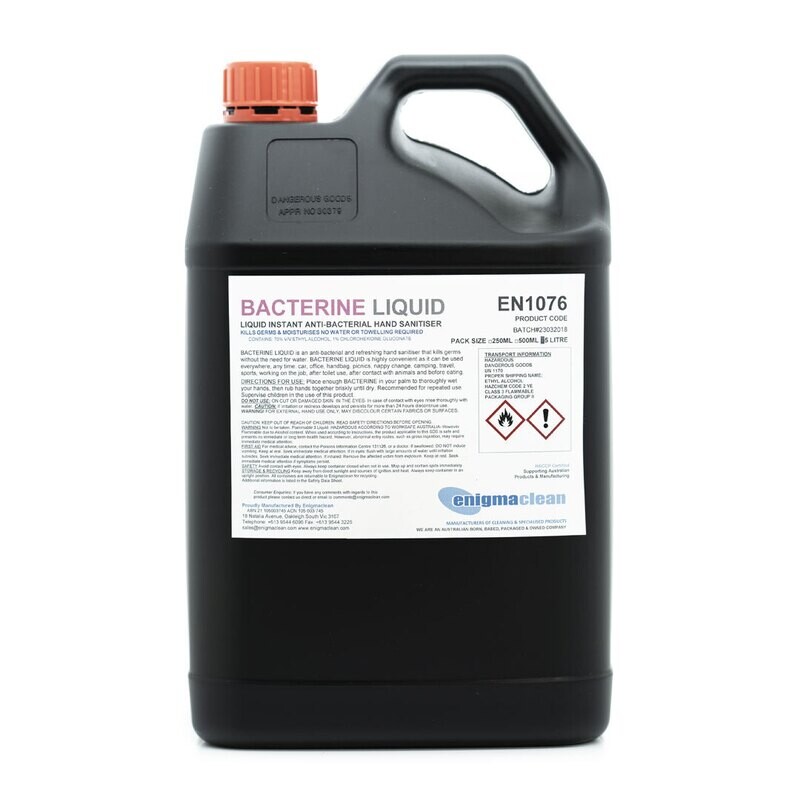 BACTERINE LIQUID INSTANT ANTI-BACTERIAL HAND SANITISING LIQUID 5LT CONTAINER - CARTON OF 3