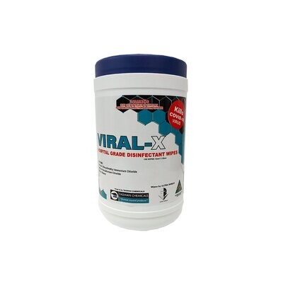 VIRAL-X VIRUCIDAL DISINFECTANT WIPES 100 WIPE CANISTER - BOX OF 12