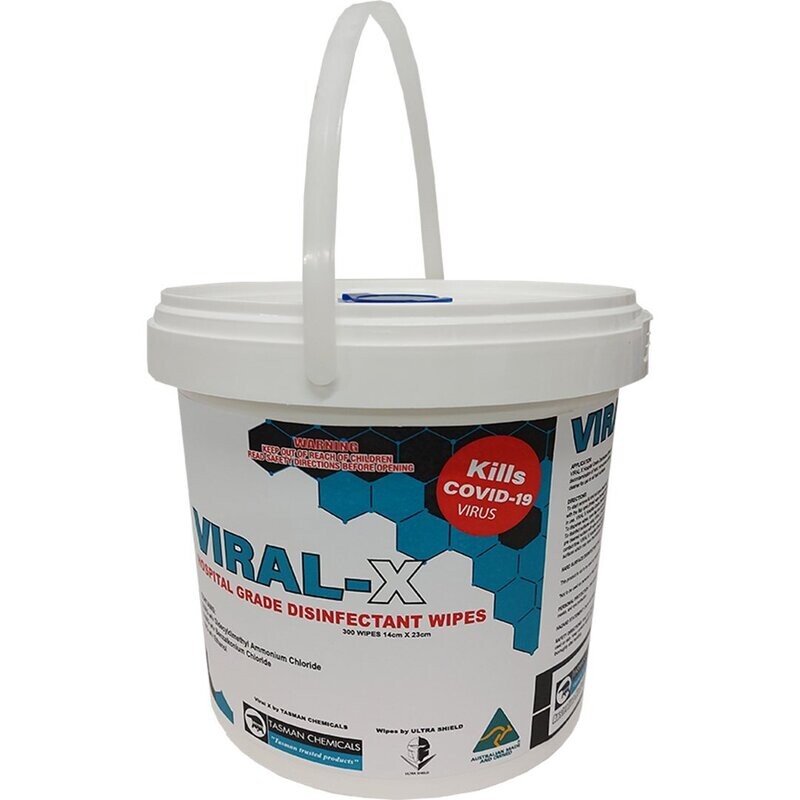 VIRAL-X VIRUCIDAL DISINFECTANT WIPES 300 WIPE BUCKET - BOX OF 6