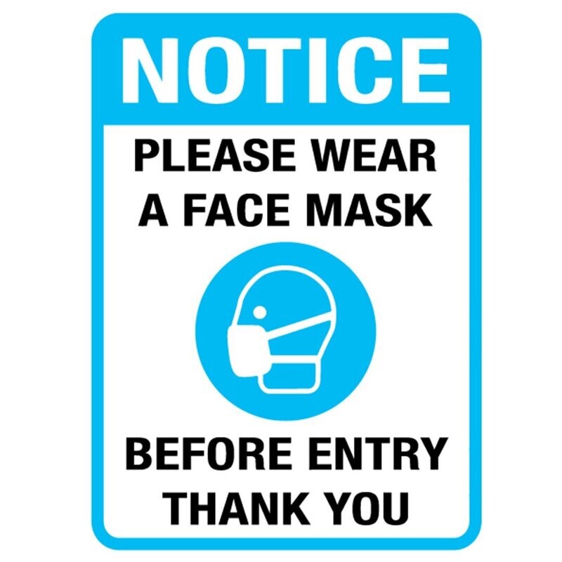 PLEASE WEAR A FACE MASK BEFORE ENTRY - A5 STICKER - PACK OF 5