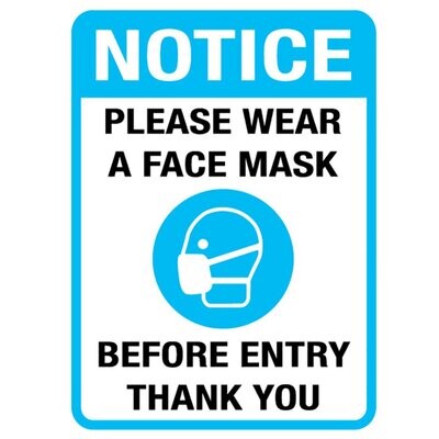 PLEASE WEAR A FACE MASK BEFORE ENTRY - A5 STICKER - PACK OF 5