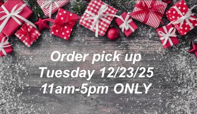 CHRISTMAS MENU PICK UP TUESDAY 12/23, 11am-5pm ONLY