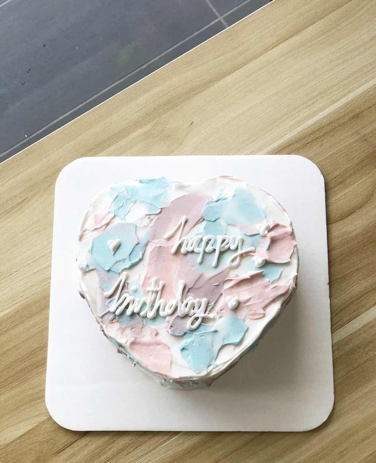 Korean Ins Heart Blue Pink Cake