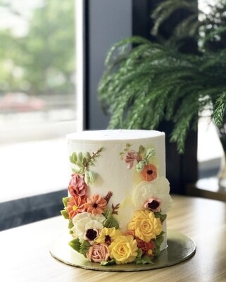 Autumn Buttercream Floral Wreath Cake 1