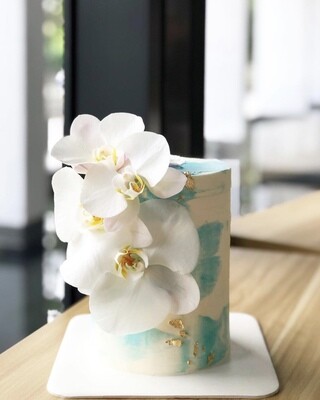 Sky Blue Pallete Orchid Cake