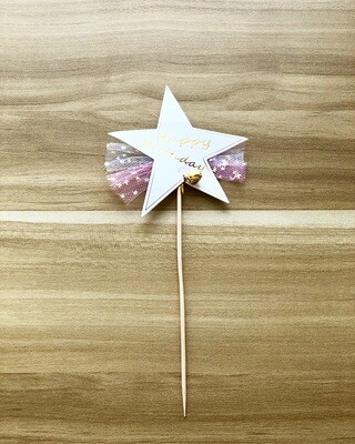 Topper - Happy Birthday (Star-White Pink)