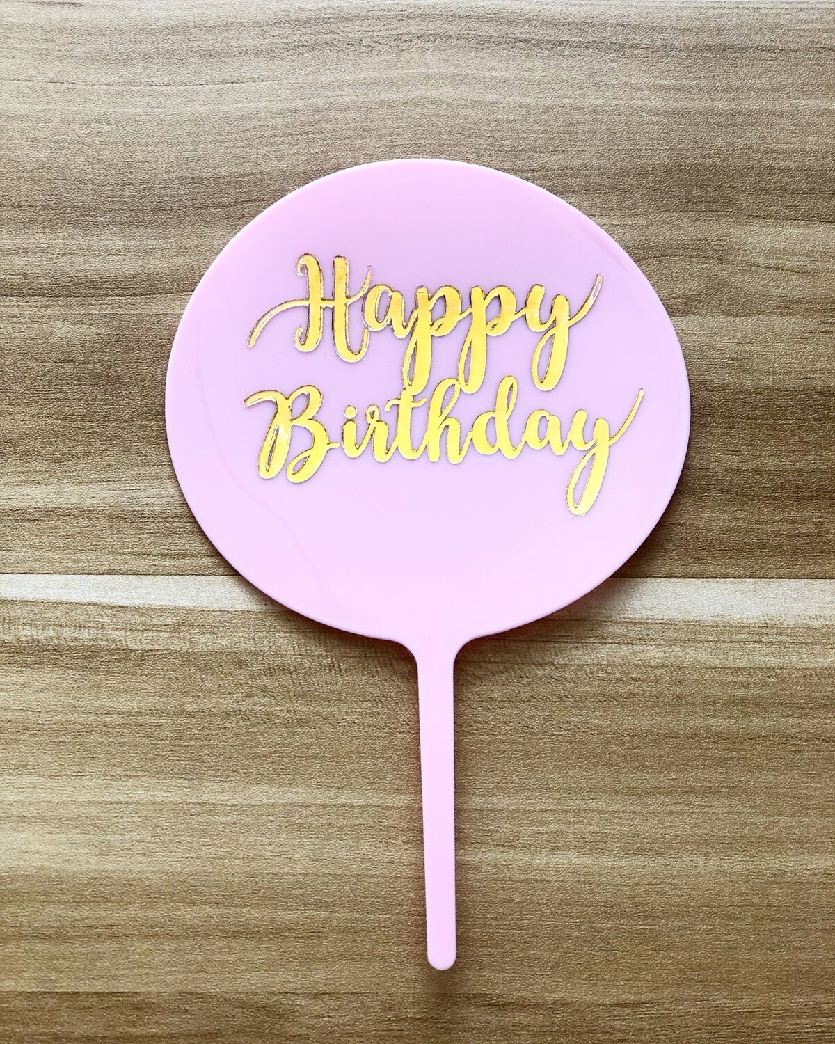 Topper - Happy Birthday (Round-Pink)