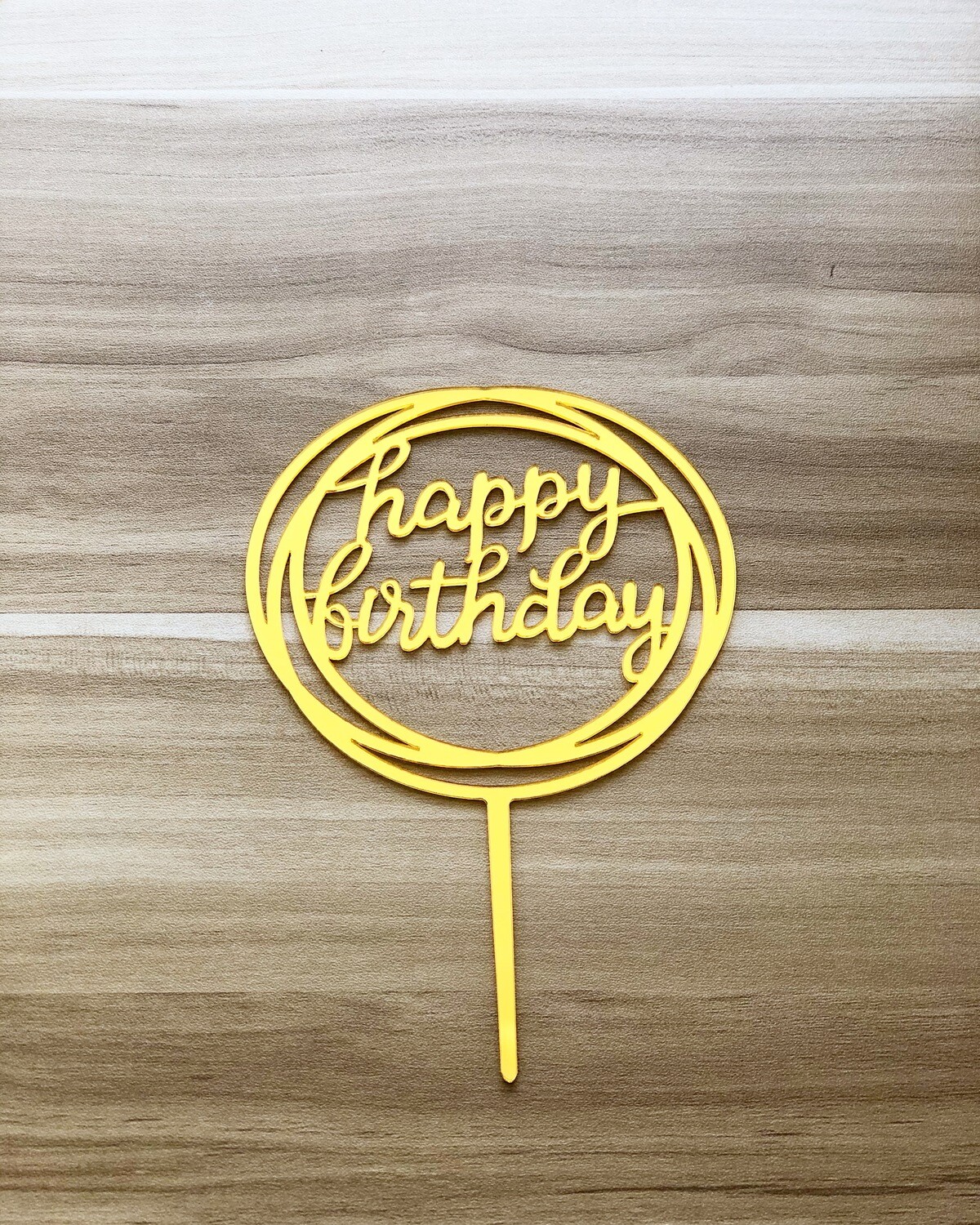 Topper - Happy Birthday (Round-Gold)