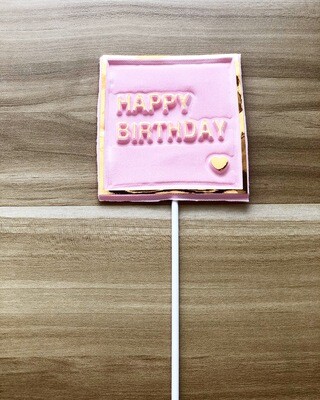 Topper - Happy Birthday (Square-Pink)