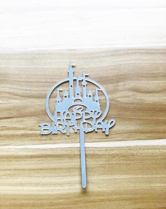 Topper - Happy Birthday (Disney Castle-Silver)