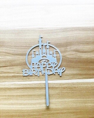 Topper - Happy Birthday (Disney Castle-Silver)