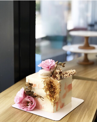 Square Crystal White Pink Cake