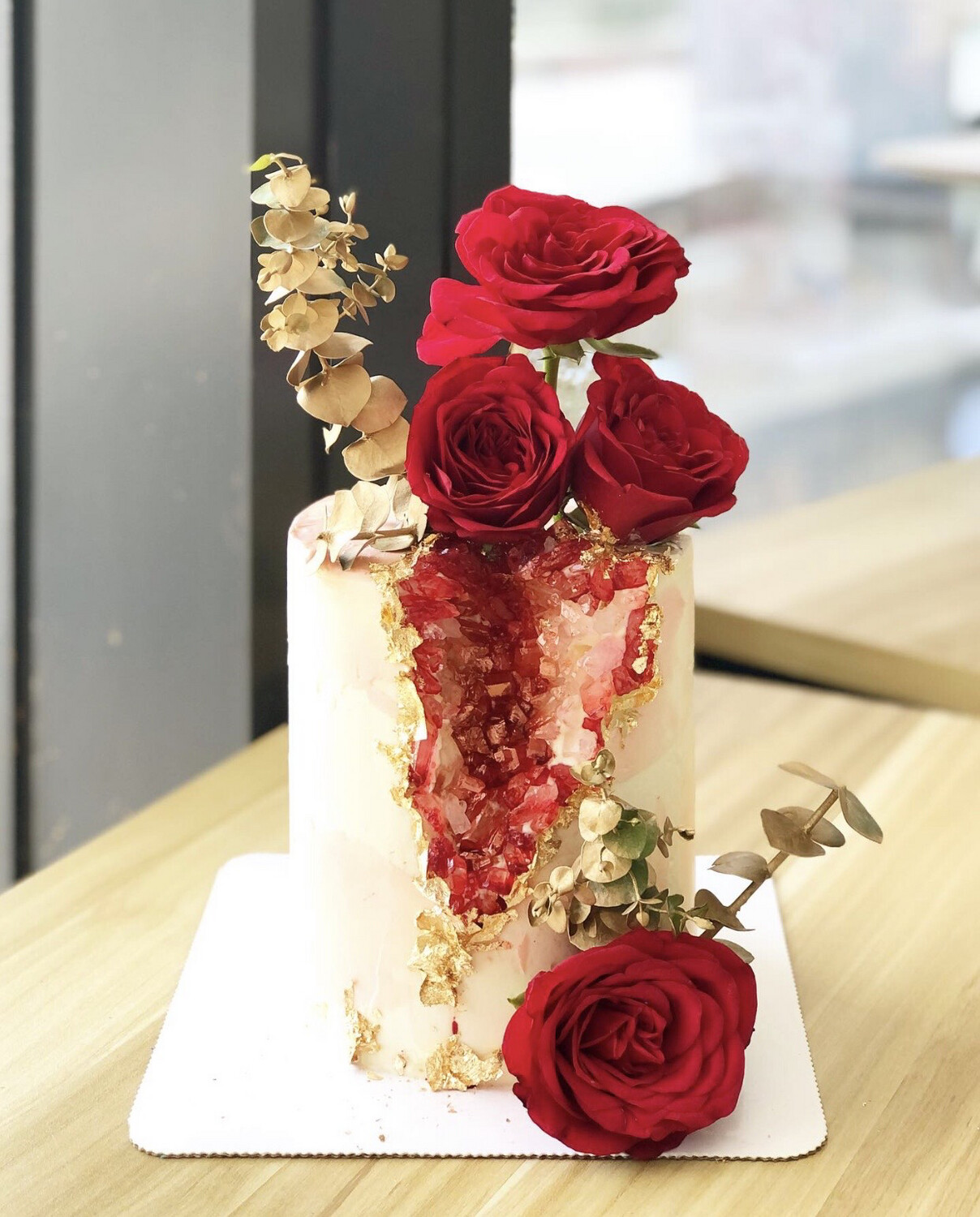 Ruby Red Crystal Rose Cake