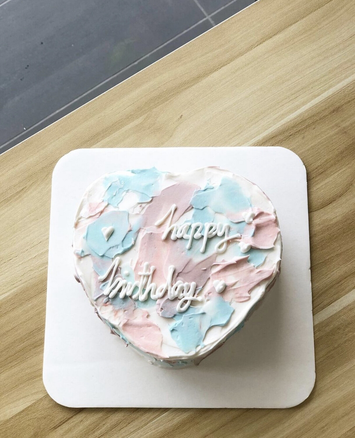Korean Ins Heart Blue Pink Cake (WhatsApp Order)