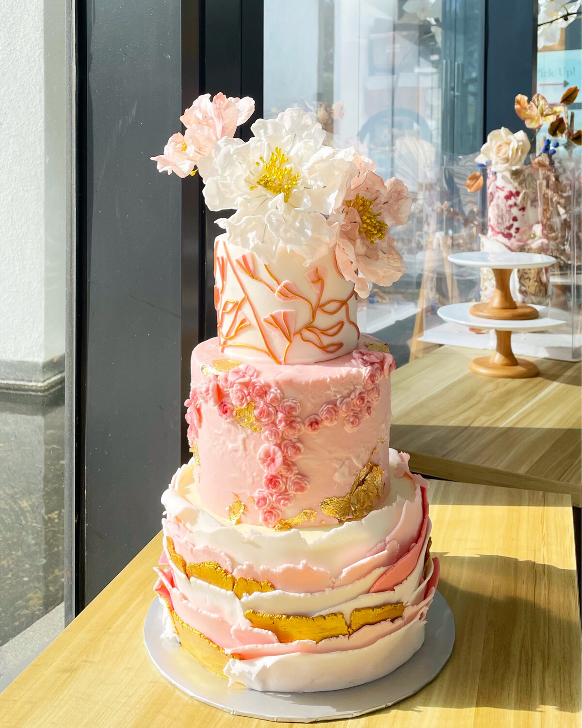 Peony Pink Blush Cake In 3 Tiers