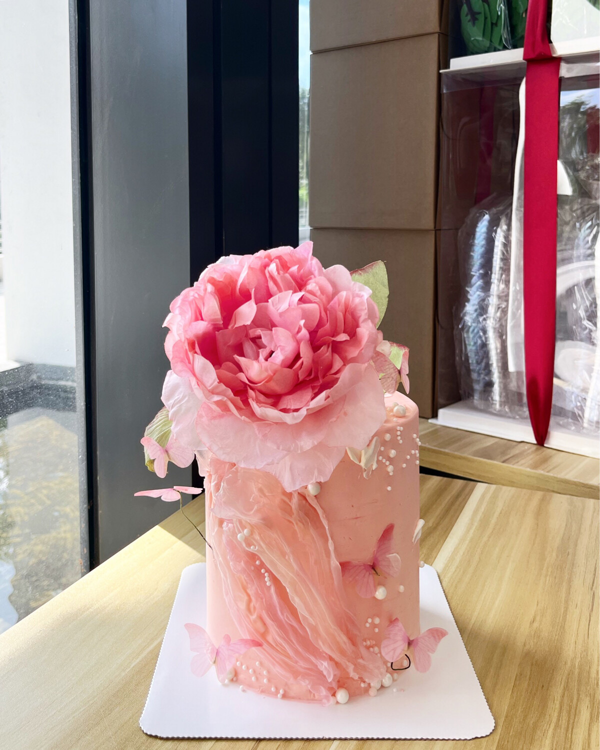 Peony With Butterfly Cake