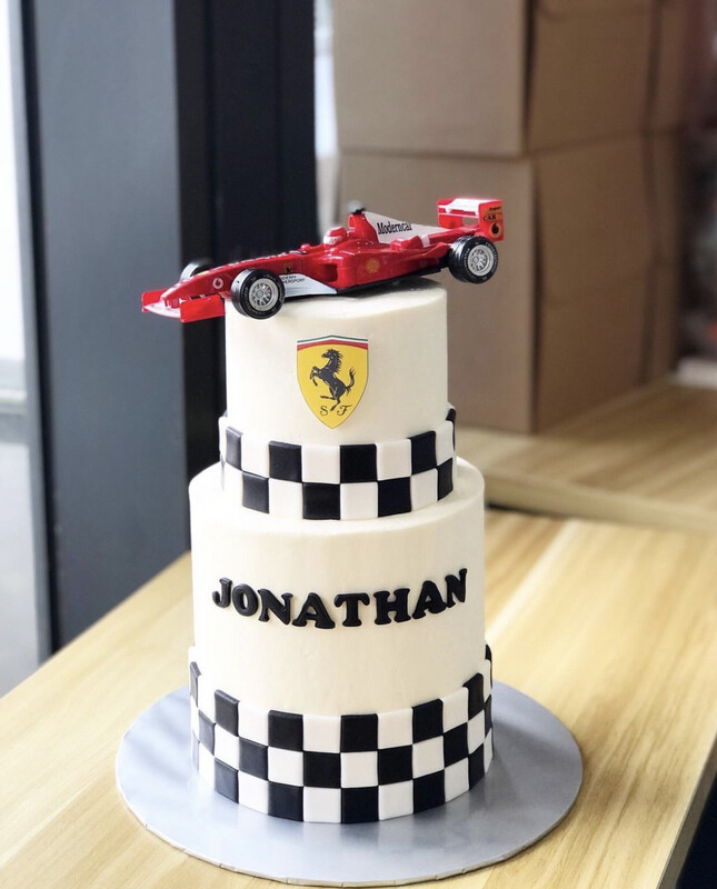Car Cake - F1 Ferrari 4 In 2 Tiers Car Cake - F1 Ferrari 4 In 2 Tiers