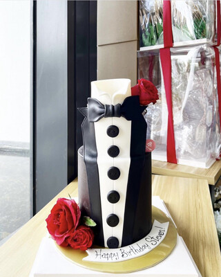 Tuxedo Red Rose Cake In 2 Or 3tiers