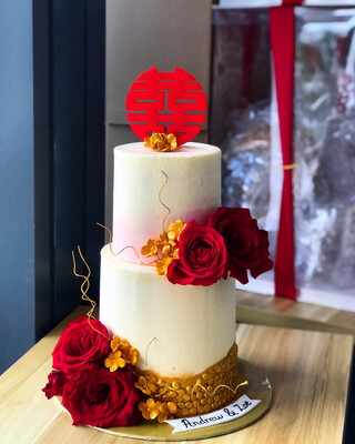 Oriental Chinese Red Roses in 2 Or 3 Tiers Cake