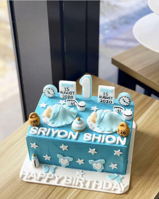 Baby Fullmoon 15 Twins Cake