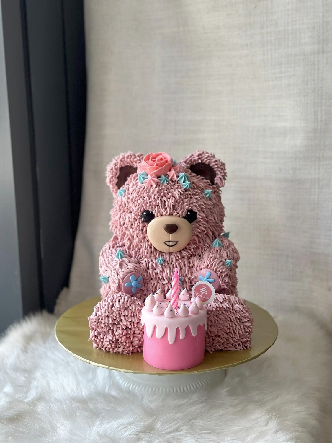 3D Pink Teddy Bear Cake