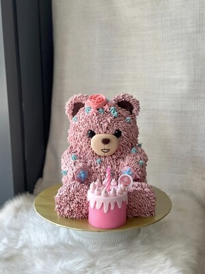 3D Pink Teddy Bear Cake