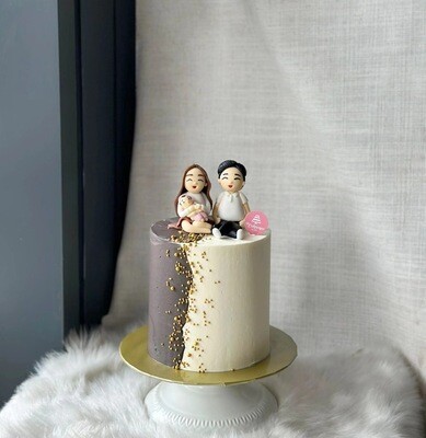 Black And White - Family Potrait Cake