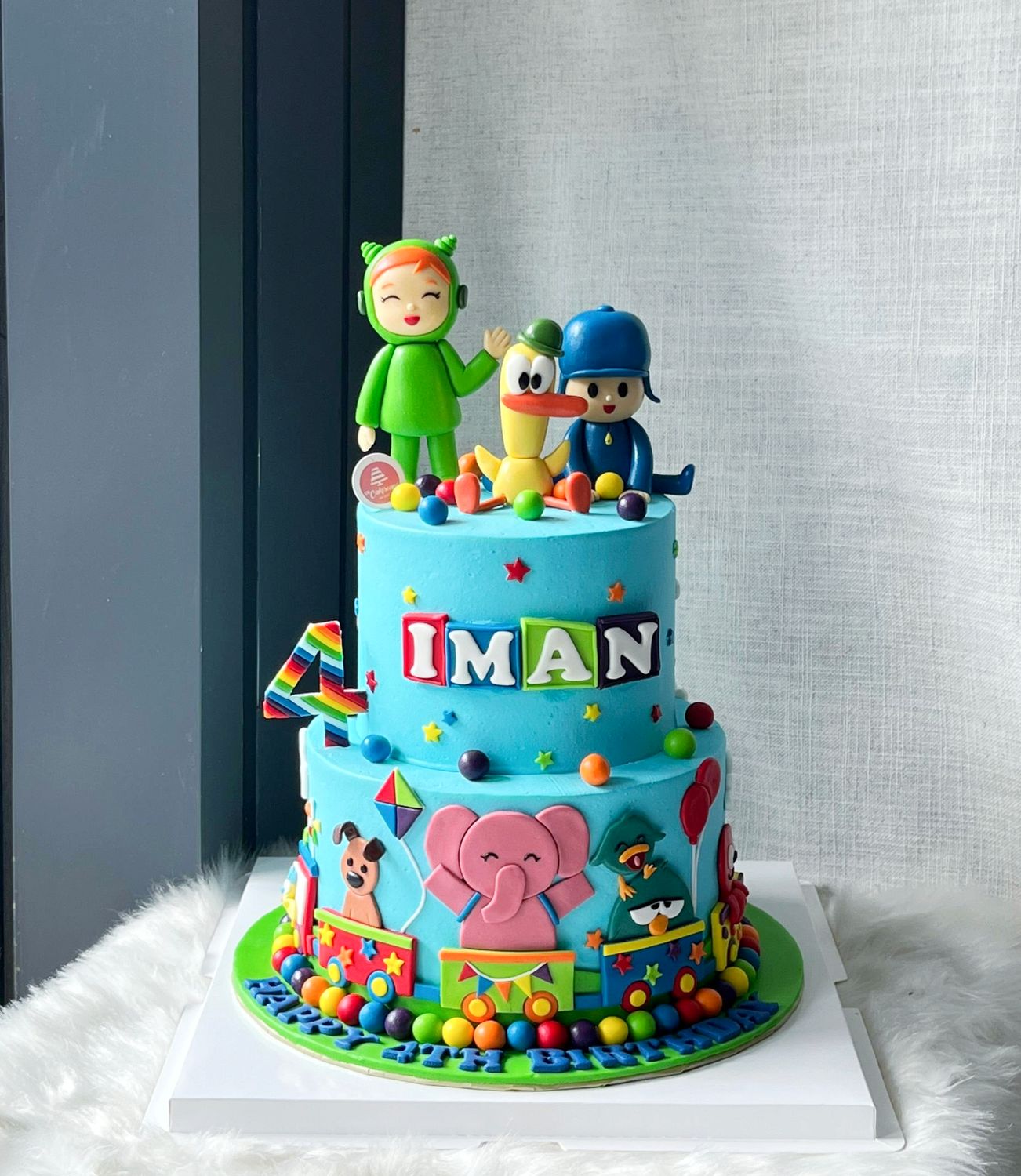 Pocoyo Cake In 2 Tiers