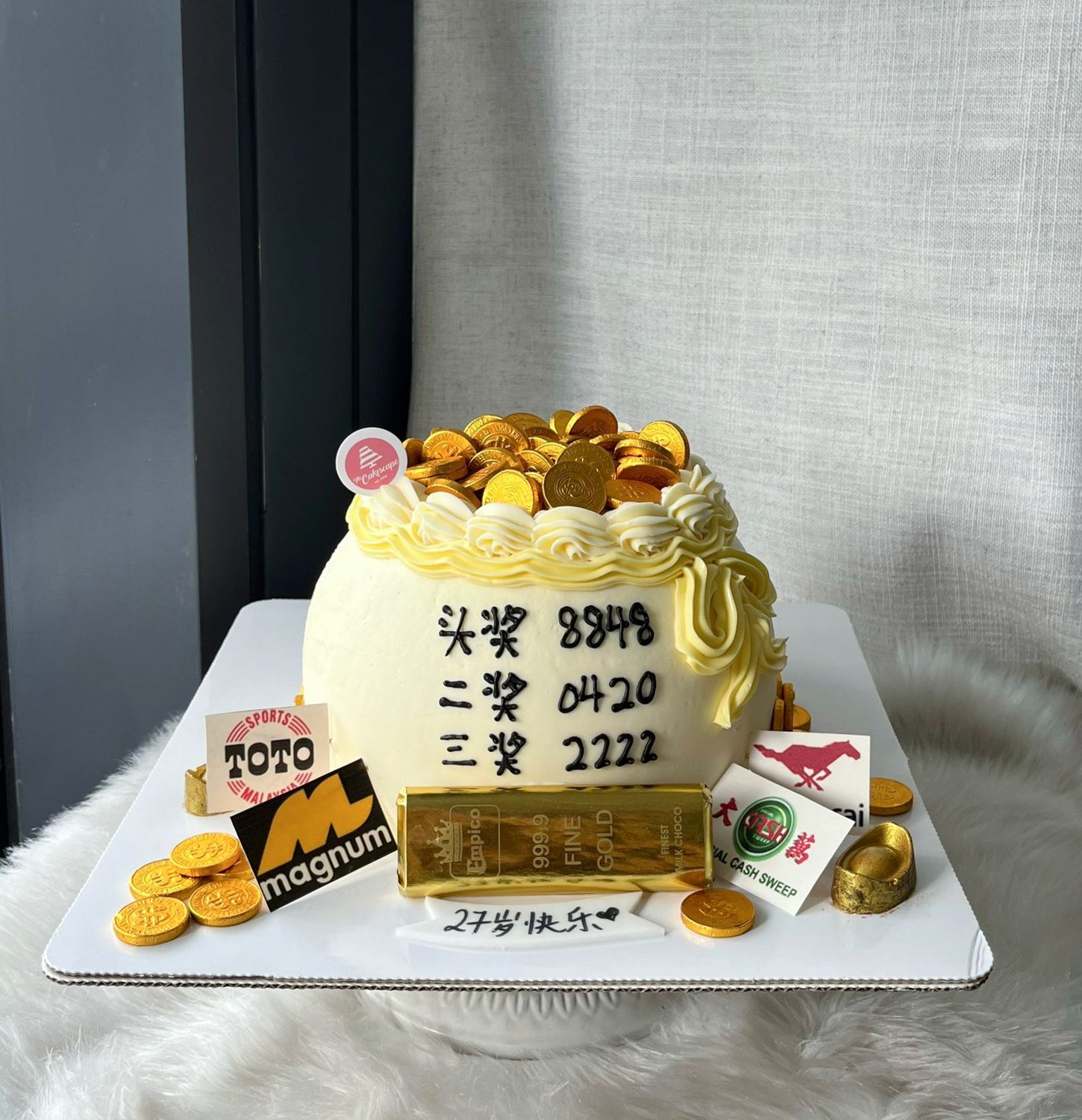 Chinese Shou Longevity Prosperity Cake 17 Money Bag Toto Magnum