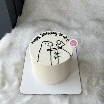 Korean Ins Minimalist Round Cake 18 Drawing Cartoon