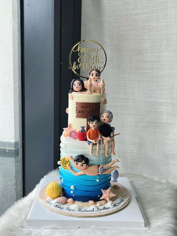 Sea Shells Beach Vacation Cake In 2 or 3 Tiers Family Potrait Sea Shells Beach Vacation Cake In 2 or 3 Tiers Family Potrait