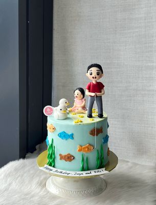 Toddler and Little Boy Fishing Cake