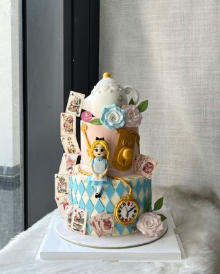 Alice In Wonderland Cake in 2tier